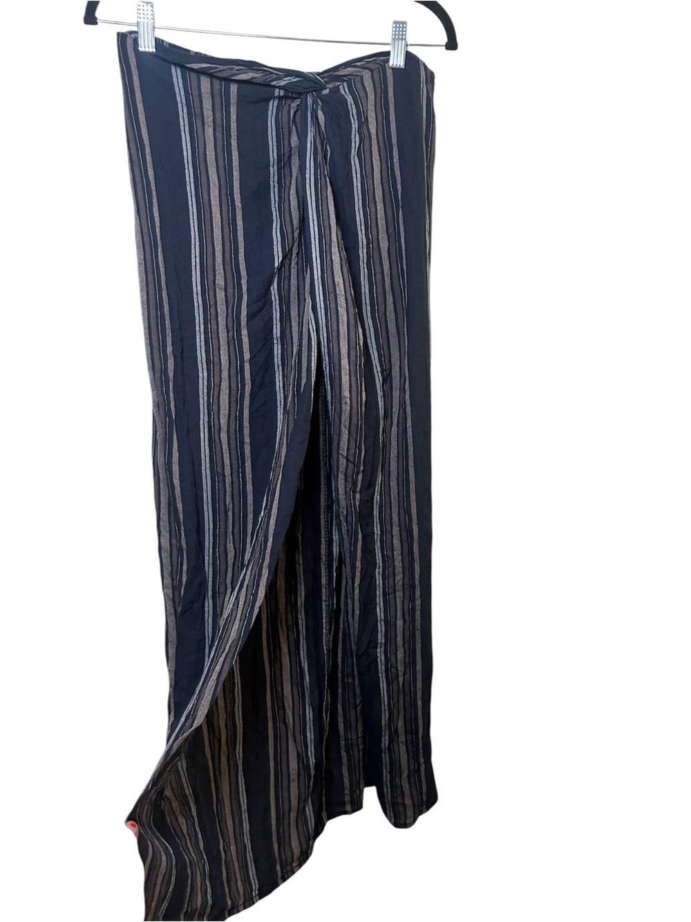 Oneill Striped Navy Wrap Maxi Skirt Large Beach Festival Fair Girly Summer Boho